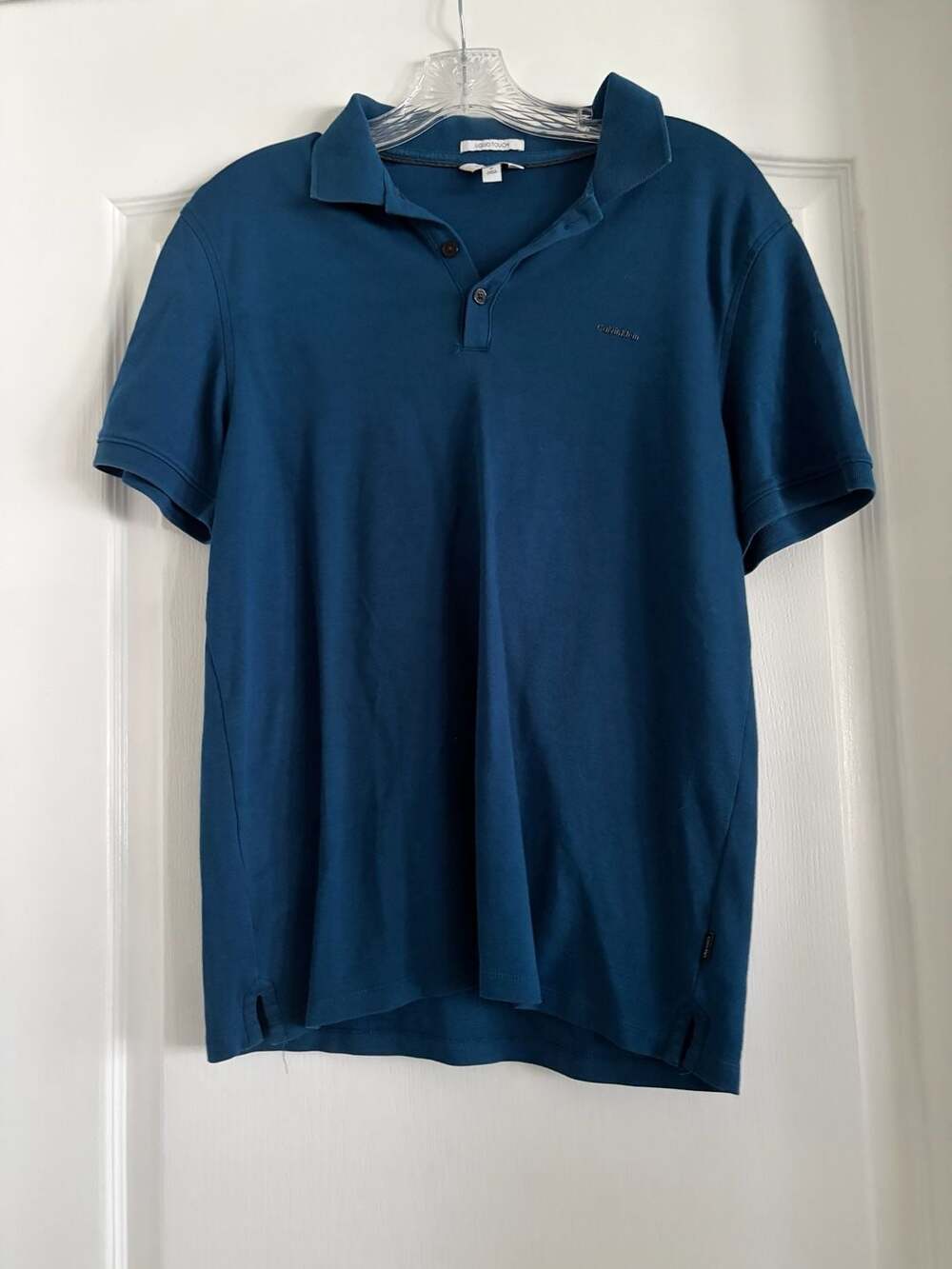 Calvin Klein Liquid Touch Men's Blue Short Sleeve Polo Shirt Medium
